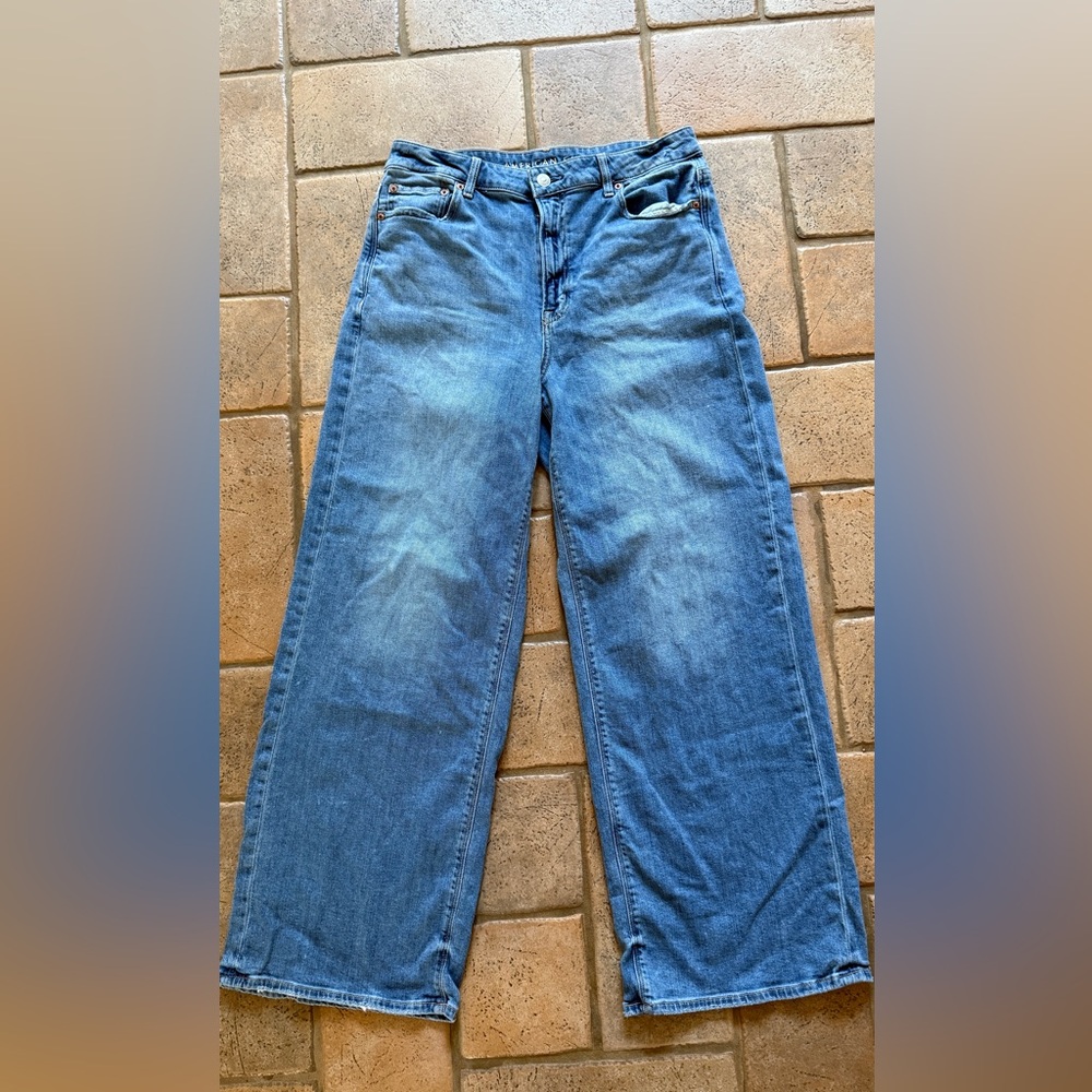 American Eagle High Rise Baggy Wide Leg Jean and Top Bundle - Picture 2 of 11